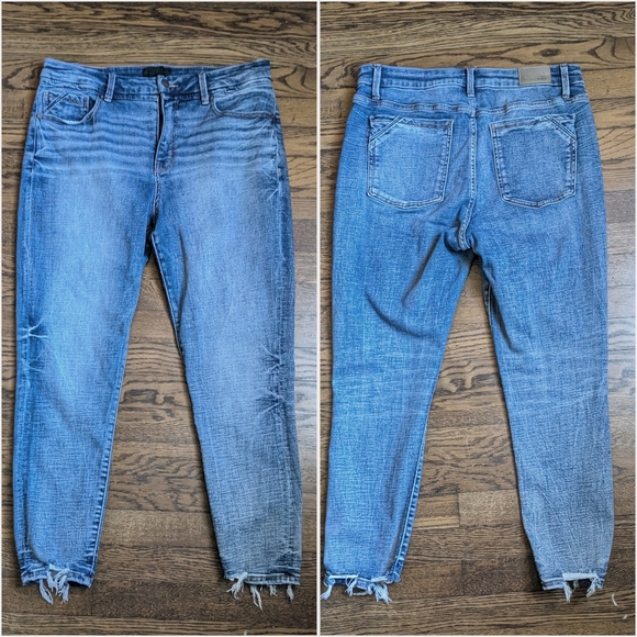 Sz 14 CURVY Buckle BLACK Fit 93 Ankle Skinny Jeans sz 32 - Picture 6 of 8